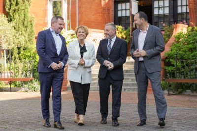 Danny McCoy of business representative body IBEC, Denise Charlton of Community Foundation Ireland, Minster of State Jerry Buttimer TD and Tomás Sercovich of Business in the Community Ireland.