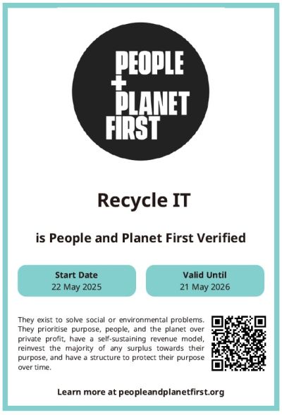 Recycle IT Achieves People and Planet First Verification