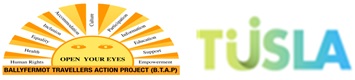 Ballyfermot Travellers Action Project & Tusla logos